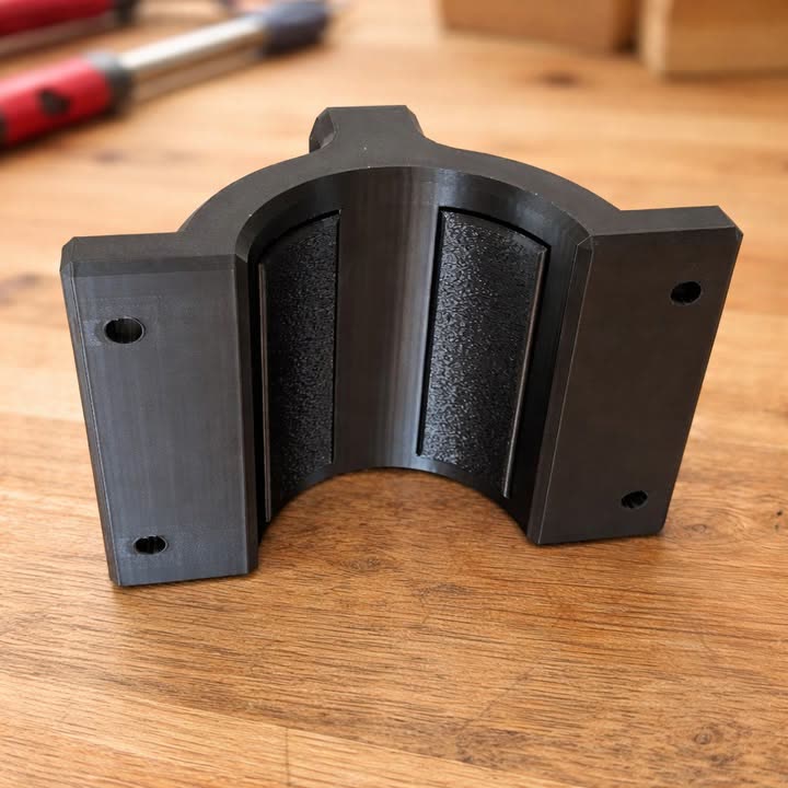 The finished 3D printed mast handle with textured rubber grip inserts
