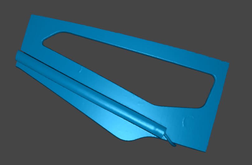 Raw 3D scan of the Can-Am Spyder fairing panel, used to design the vent around