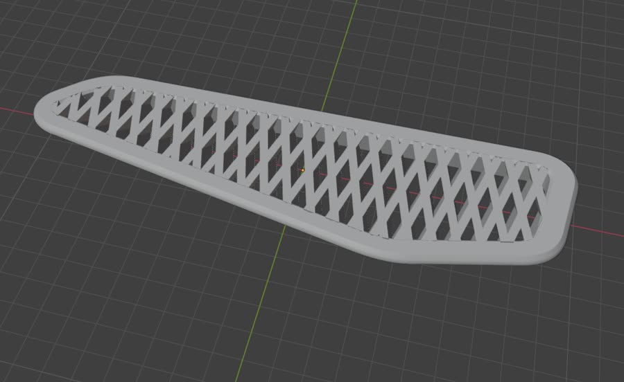 CAD design of the vent with its open honeycomb pattern